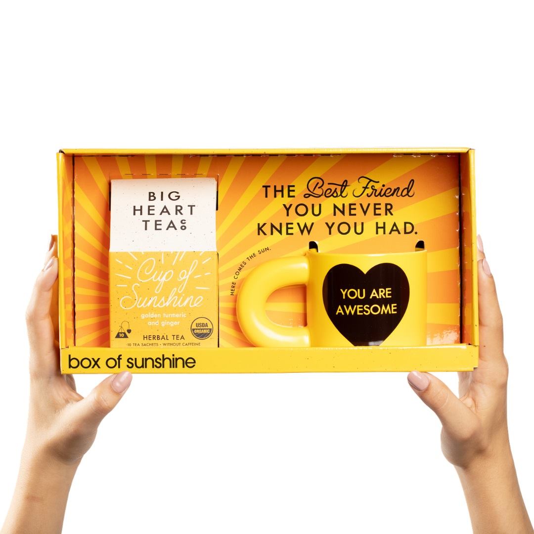 Big Heart Tea Co. | Organic Tea (golden turmeric and ginger), cup of sunshine. You are awesome yellow mug