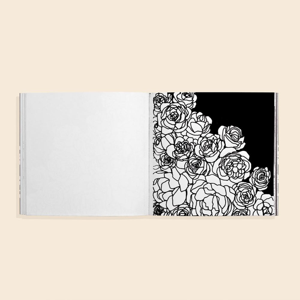 Paige Tate & Co. | Bloom | Adult Coloring Book Mini | A white and black interior with floral designs