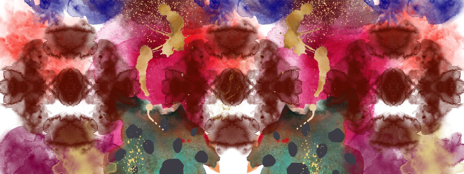 Colorful abstract pattern with splashes of red, blue, pink, and green.