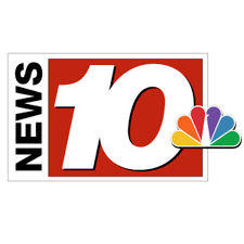 Logo of a news channel with the number 10 and colorful elements on a white background
