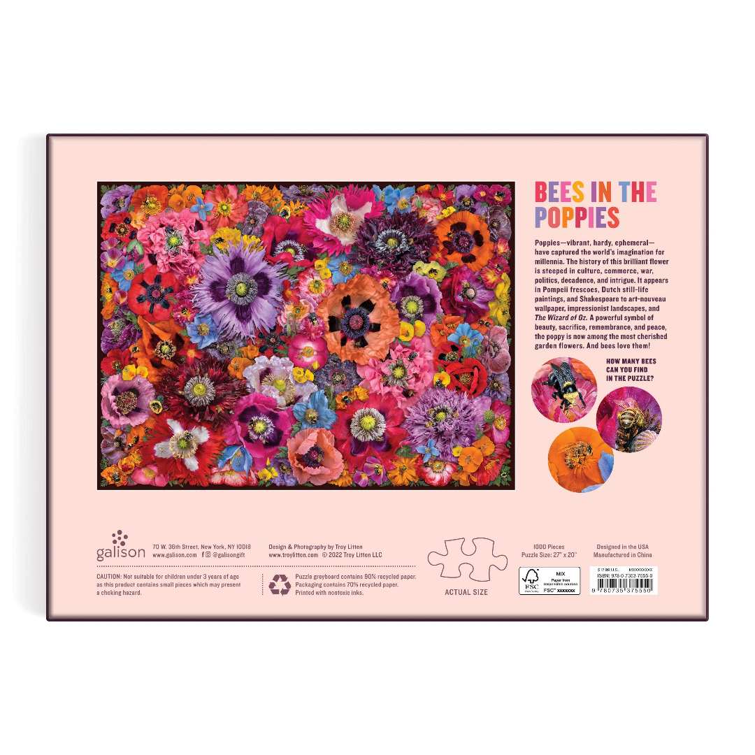 Chronicle Books | Bees In The Poppies | 1000 piece puzzle.