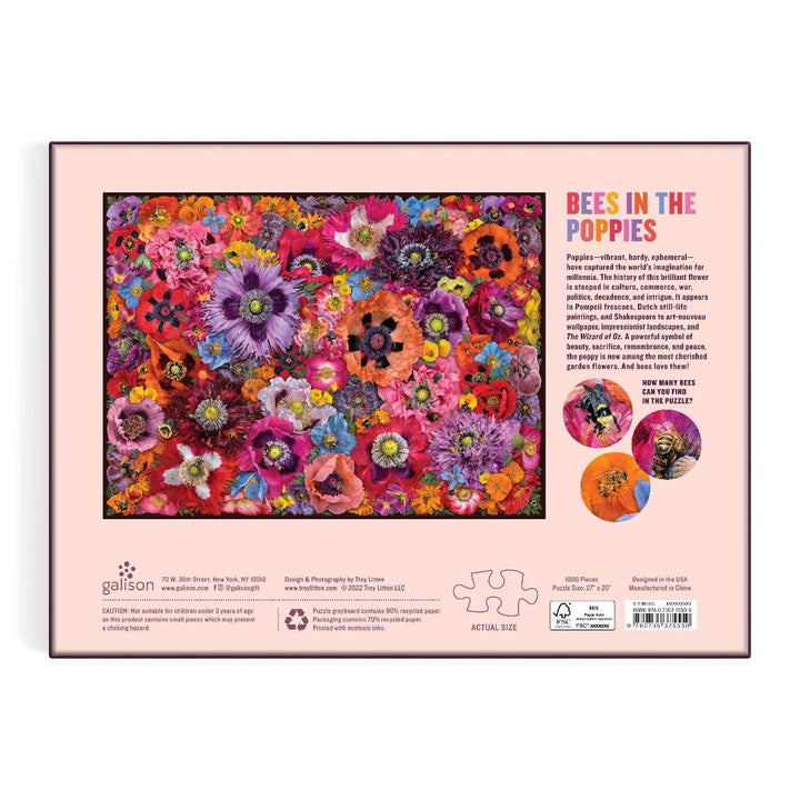 Chronicle Books | Bees In The Poppies | 1000 piece puzzle.