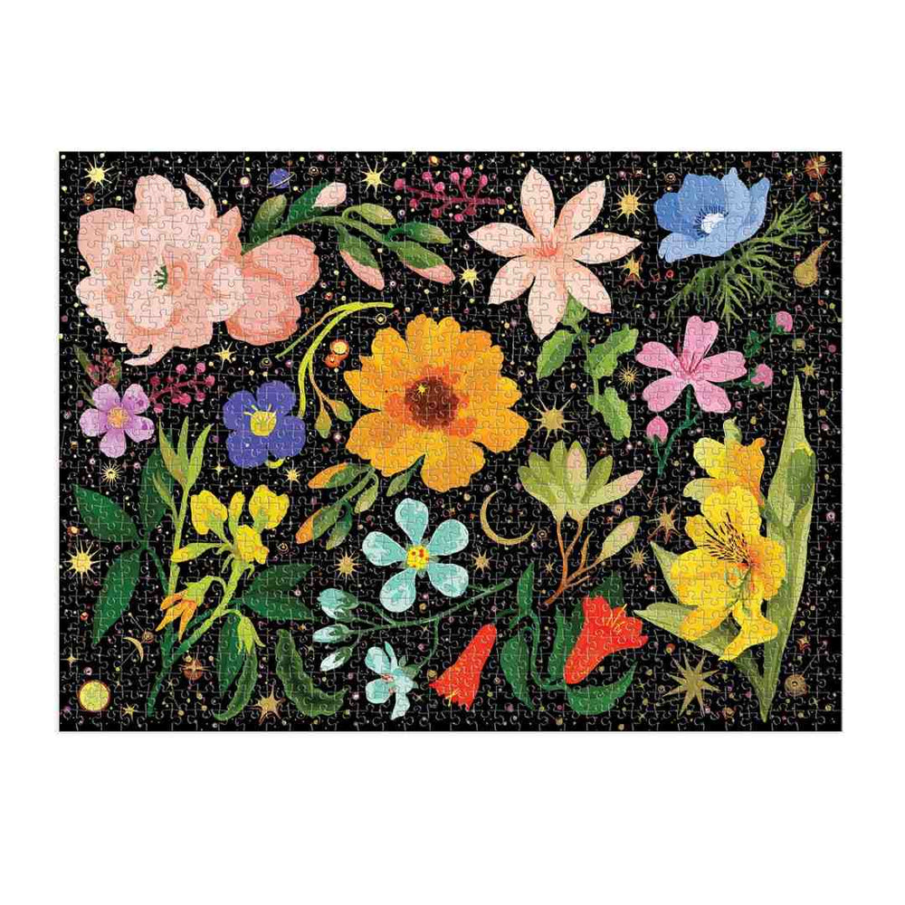 Chronicle Books | Flower Galaxy puzzle | A floral puzzle with a galaxy background. By Galison, 1000 piece puzzle.
