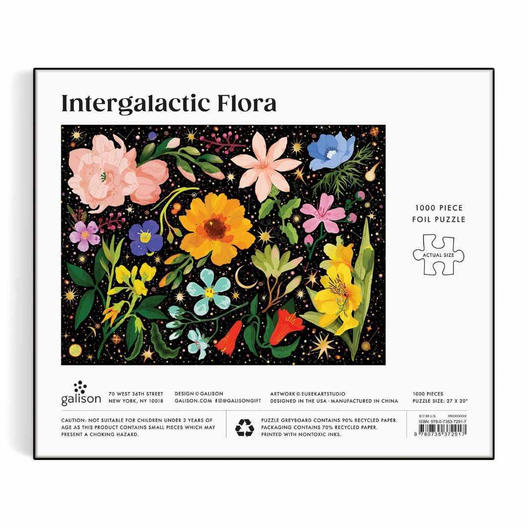 Chronicle Books | Intergalactic Floral | Colorful flowers on a galaxy background. 1000 pieces, art by Eurekartstudio