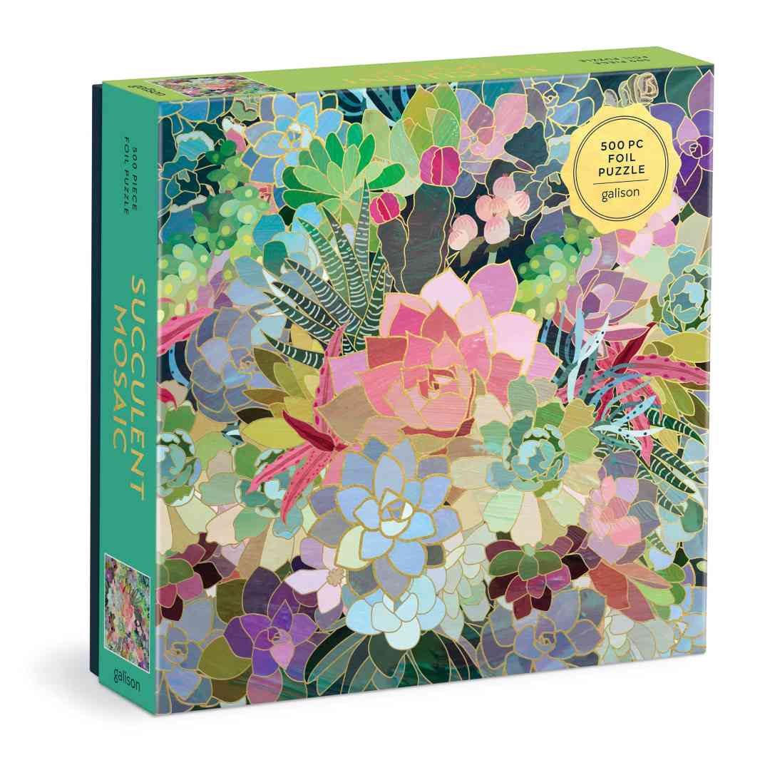 Chronicle Books | Succulent Mosaic Puzzle | 500 piece foil puzzle.