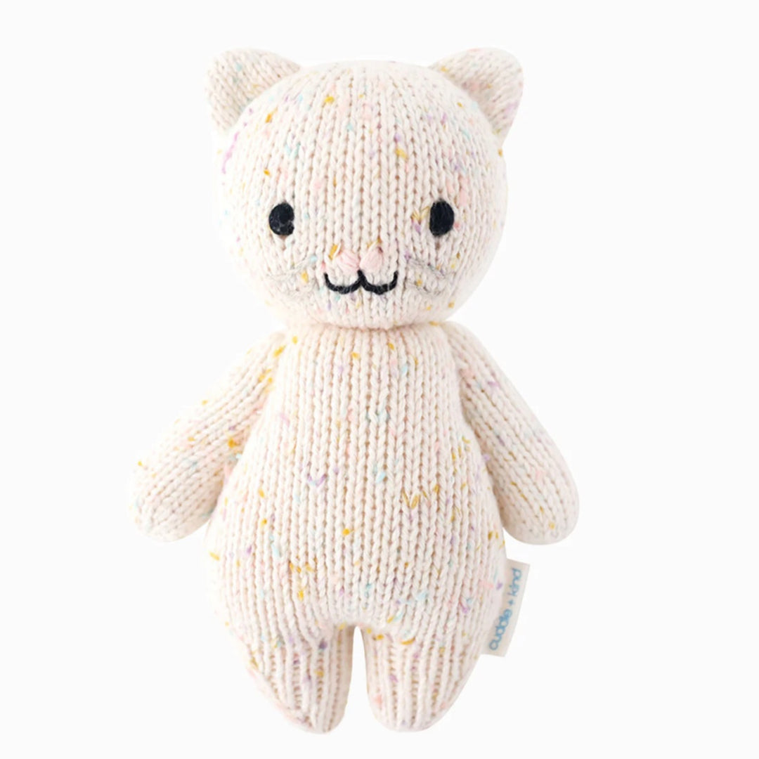 Baby Kitten | Cuddle + Kind | A knit baby kitten plush toy with little "confetti" pops of color.