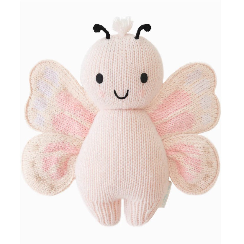 Cuddle + Kind | Baby butterfly plush hand knit in light pink.
