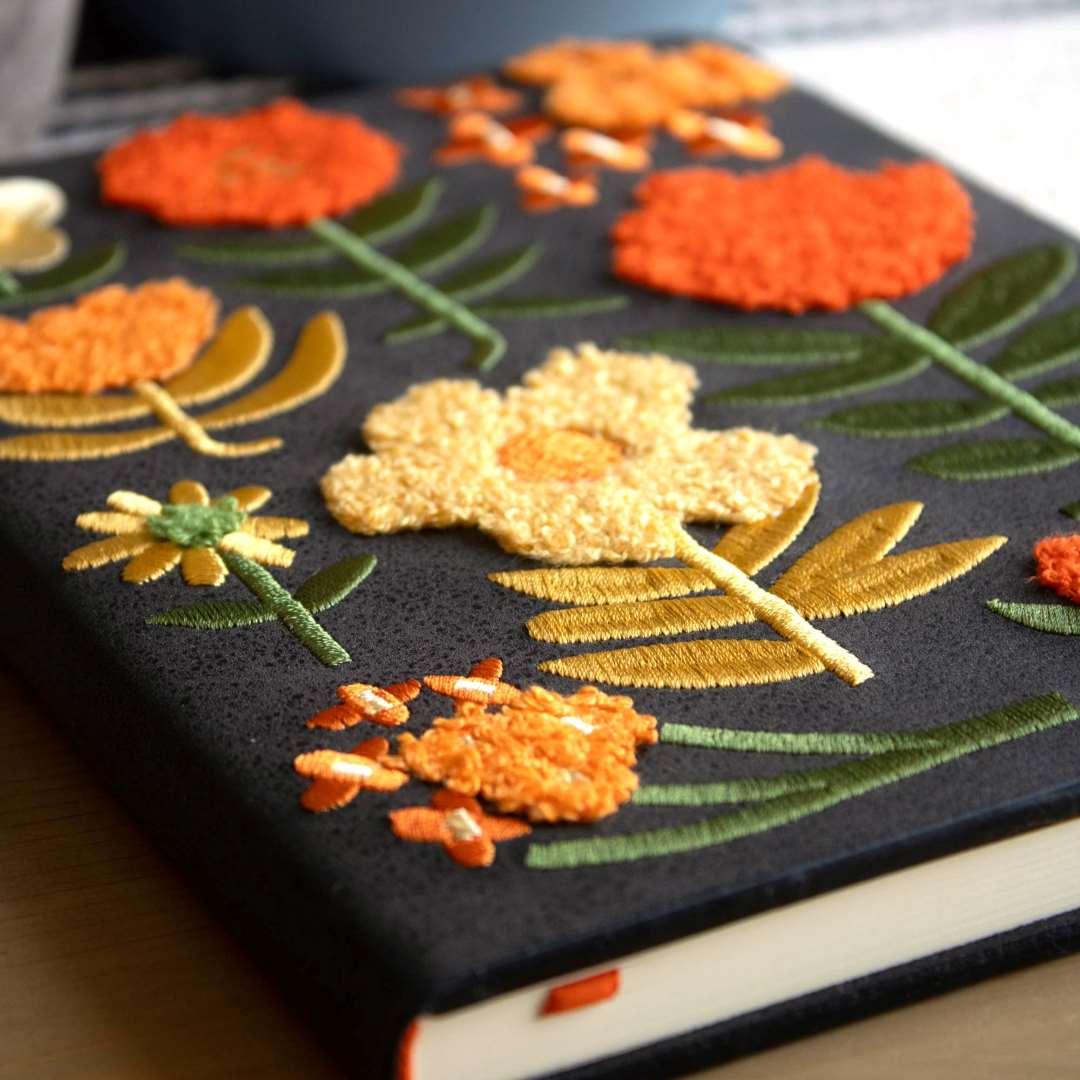Denik | Embroidered Journal, Close up showing off the raised texture.
