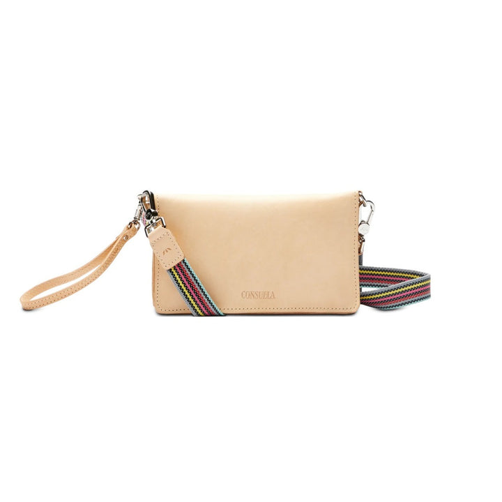 Diego Uptown Crossbody | Consuela | A natural leather crossbody bag with a wrist strap and a crossbody strap.