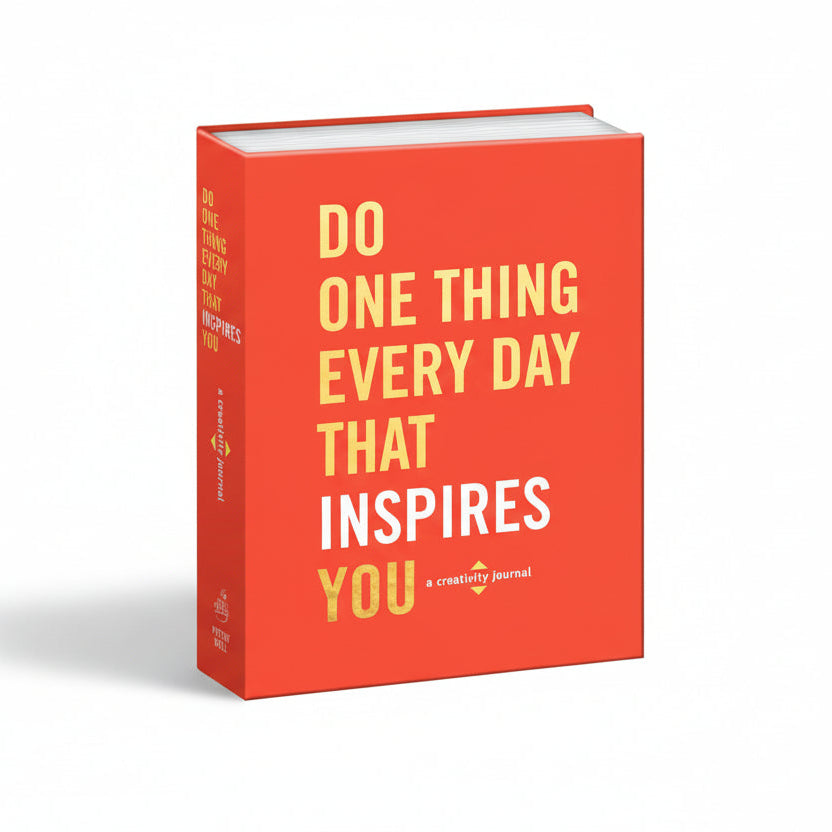 Red book with motivational text on a white background