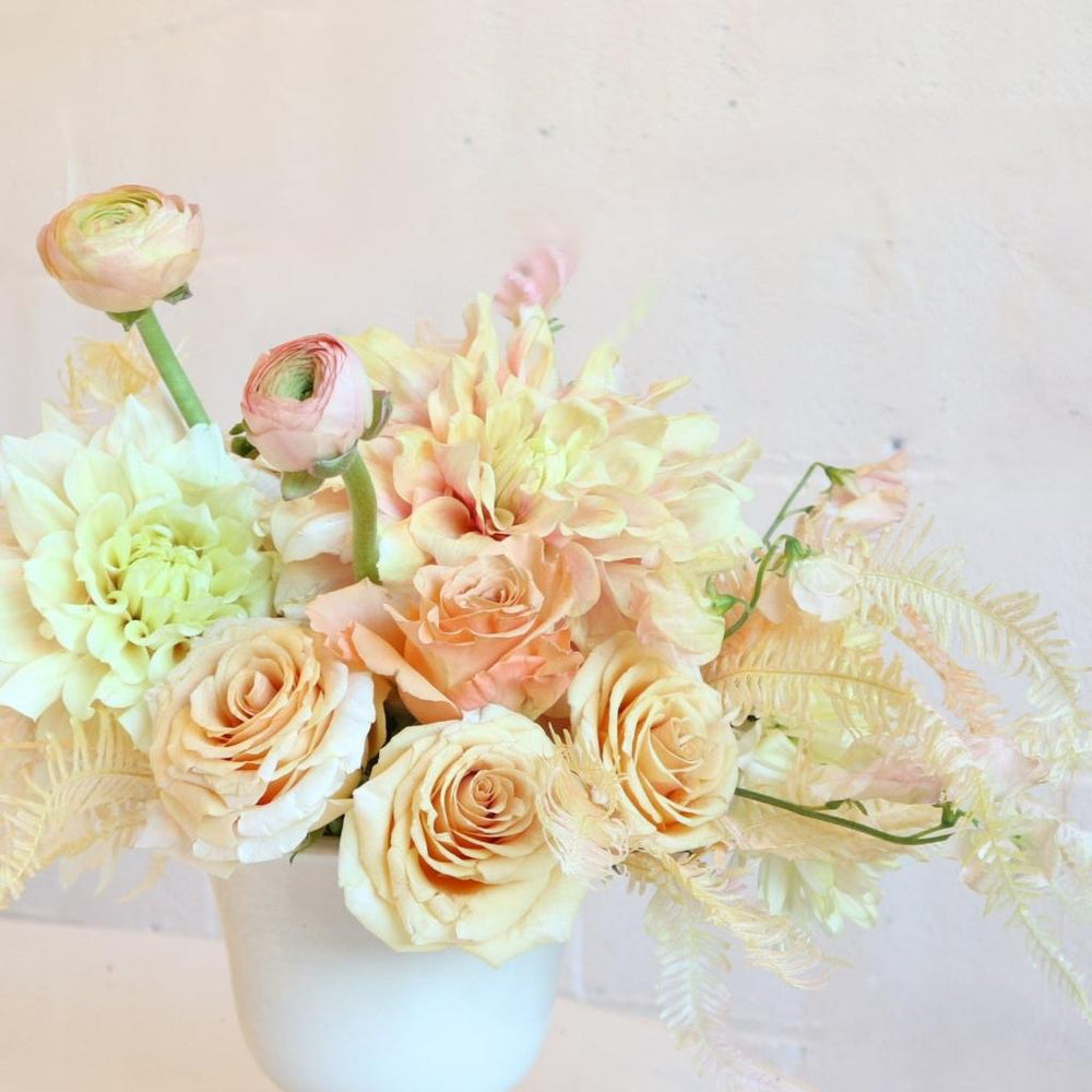 Dreamweaver | Stacy K Floral | floral arrangement, featuring lush hydrangeas, flowing ribbons, and rich amaranthus.