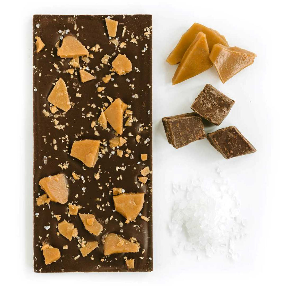 Ethereal Confections | Chocolate bar with toffee pieces on a white background