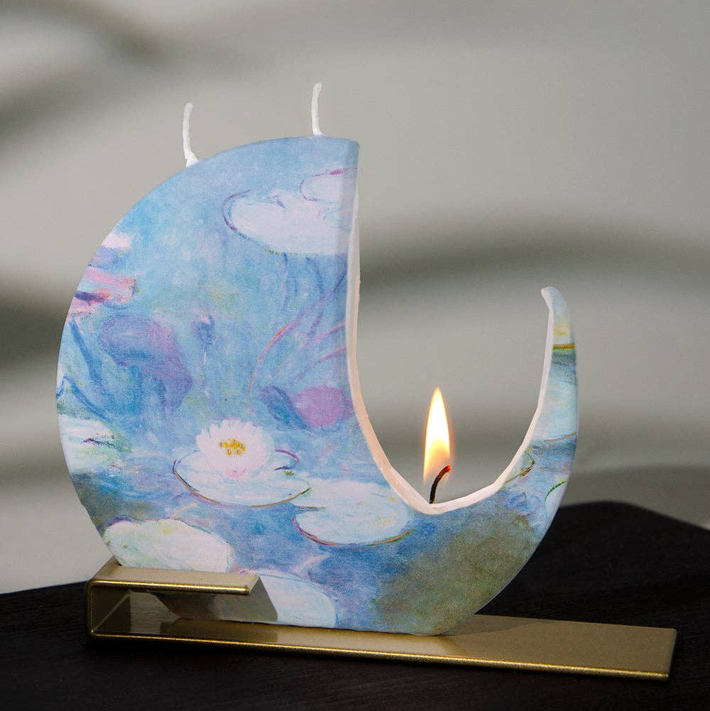 Candle holder with floral design on a white background