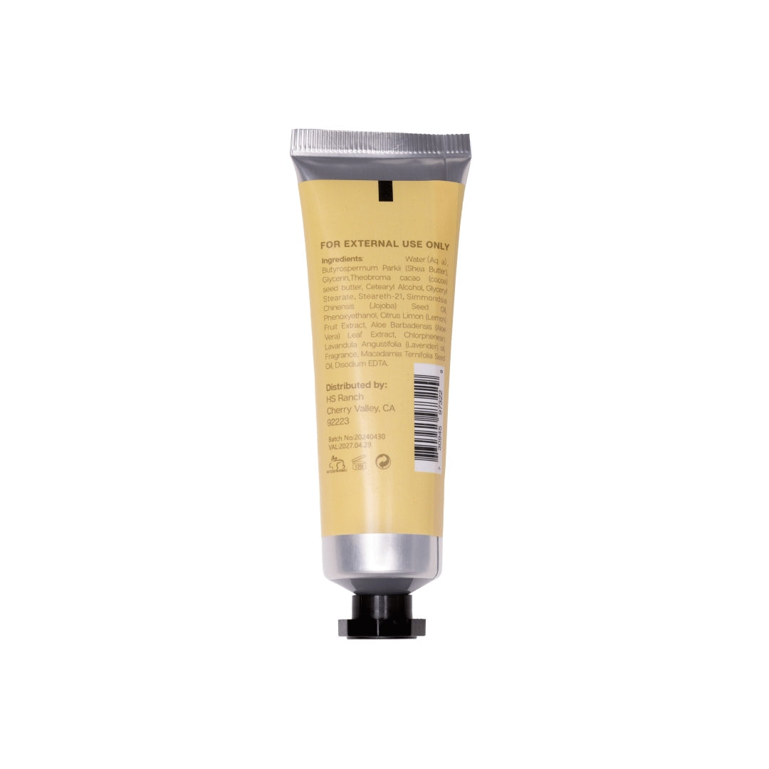 Flower Market | Honey Lavender Hand Cream, Ingredients side.