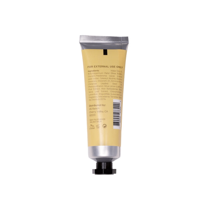 Flower Market | Honey Lavender Hand Cream, Ingredients side.