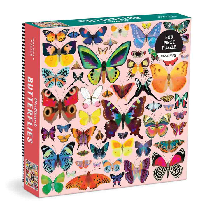 Gallison | Puzzle box with colorful butterfly design on a pink background
