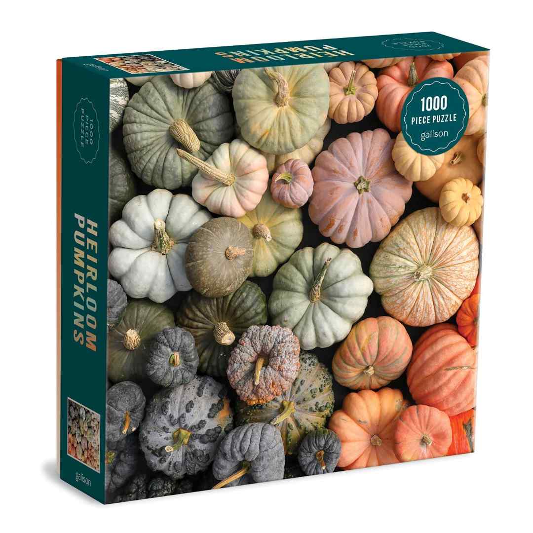 Gallison puzzle box featuring heirloom pumpkins with a colorful design.