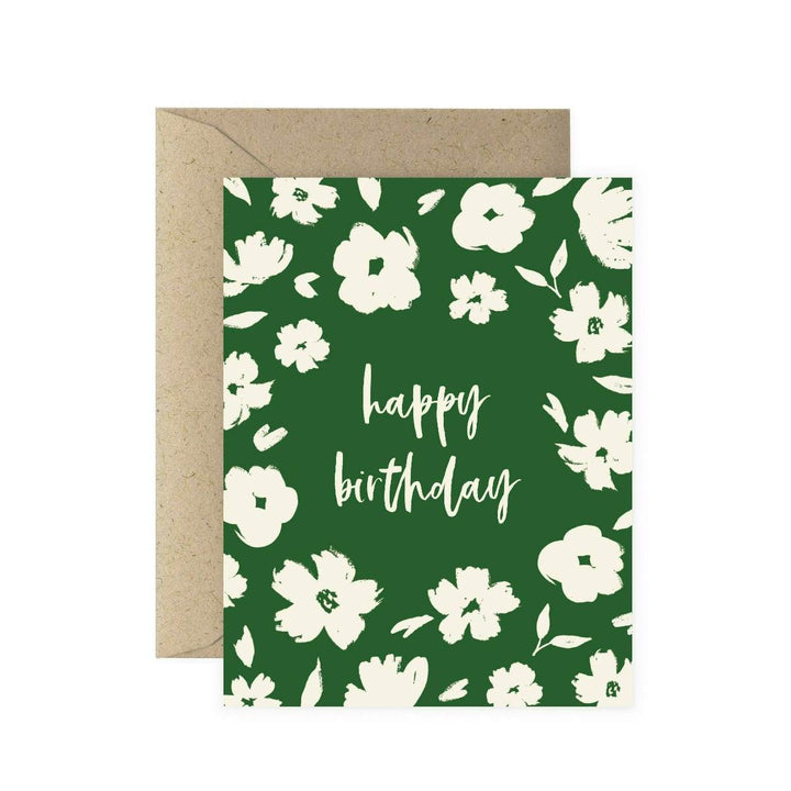 Paper Anchor Co. | Brush Floral Happy Birthday Greeting Card