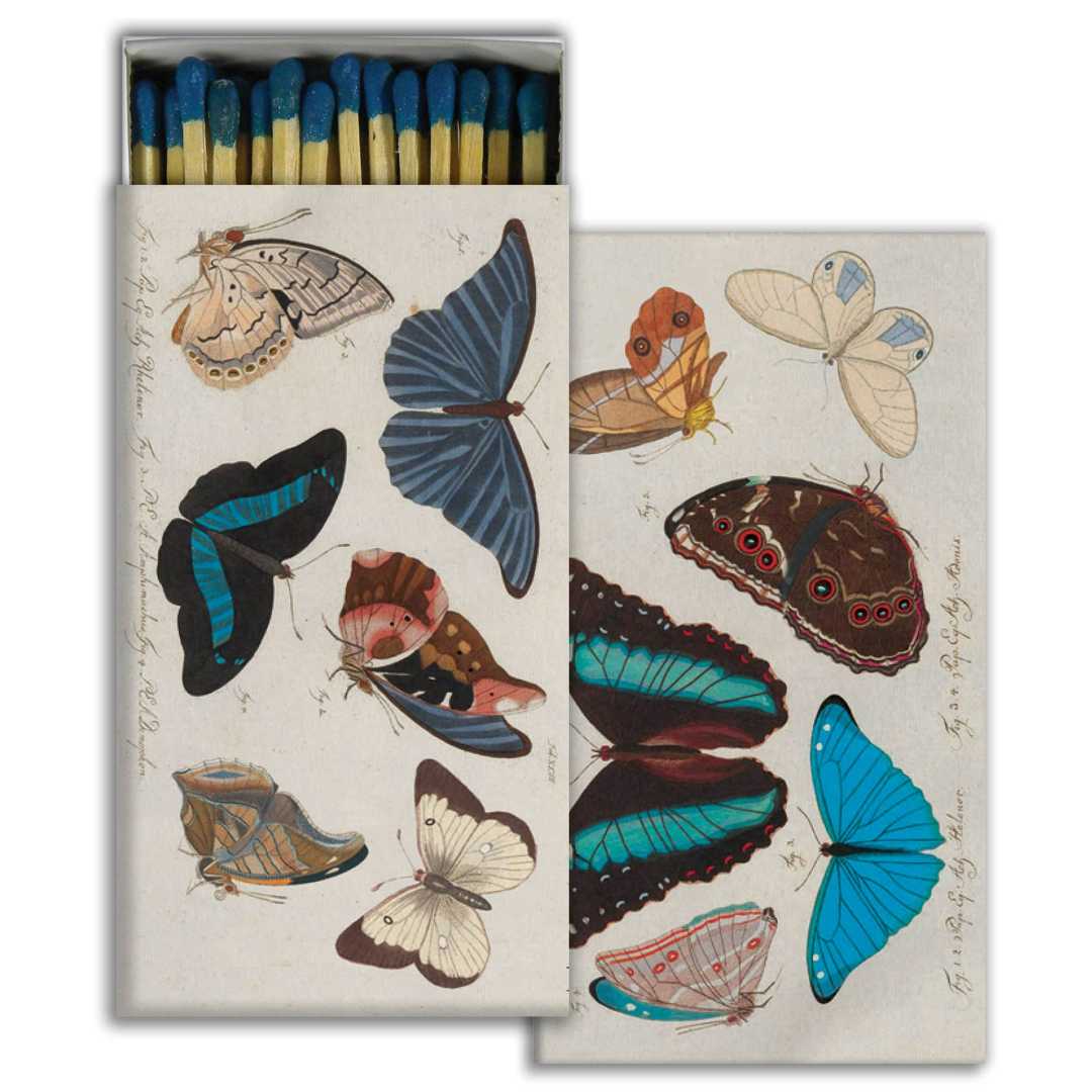 HomArt | Butterflies | Matchbox with illustrations of butterflies on a white background