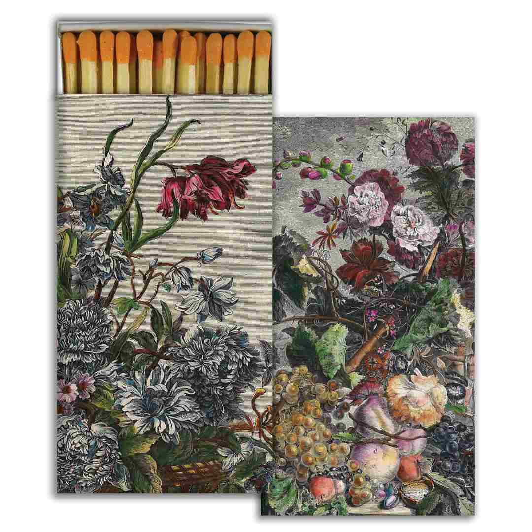 Matches with floral design on the box