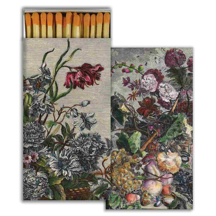 Matches with floral design on the box