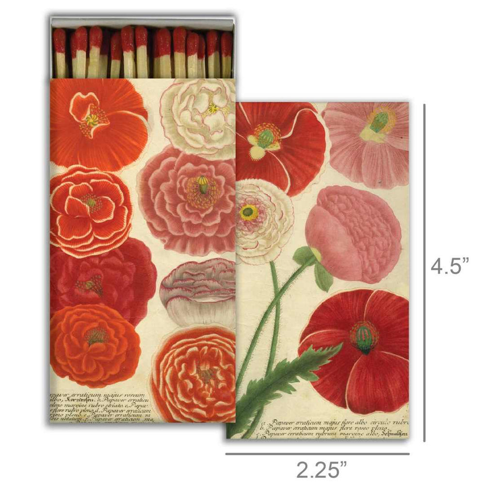 HomArt | Poppies | Floral matchbox with red and pink flowers on a white background