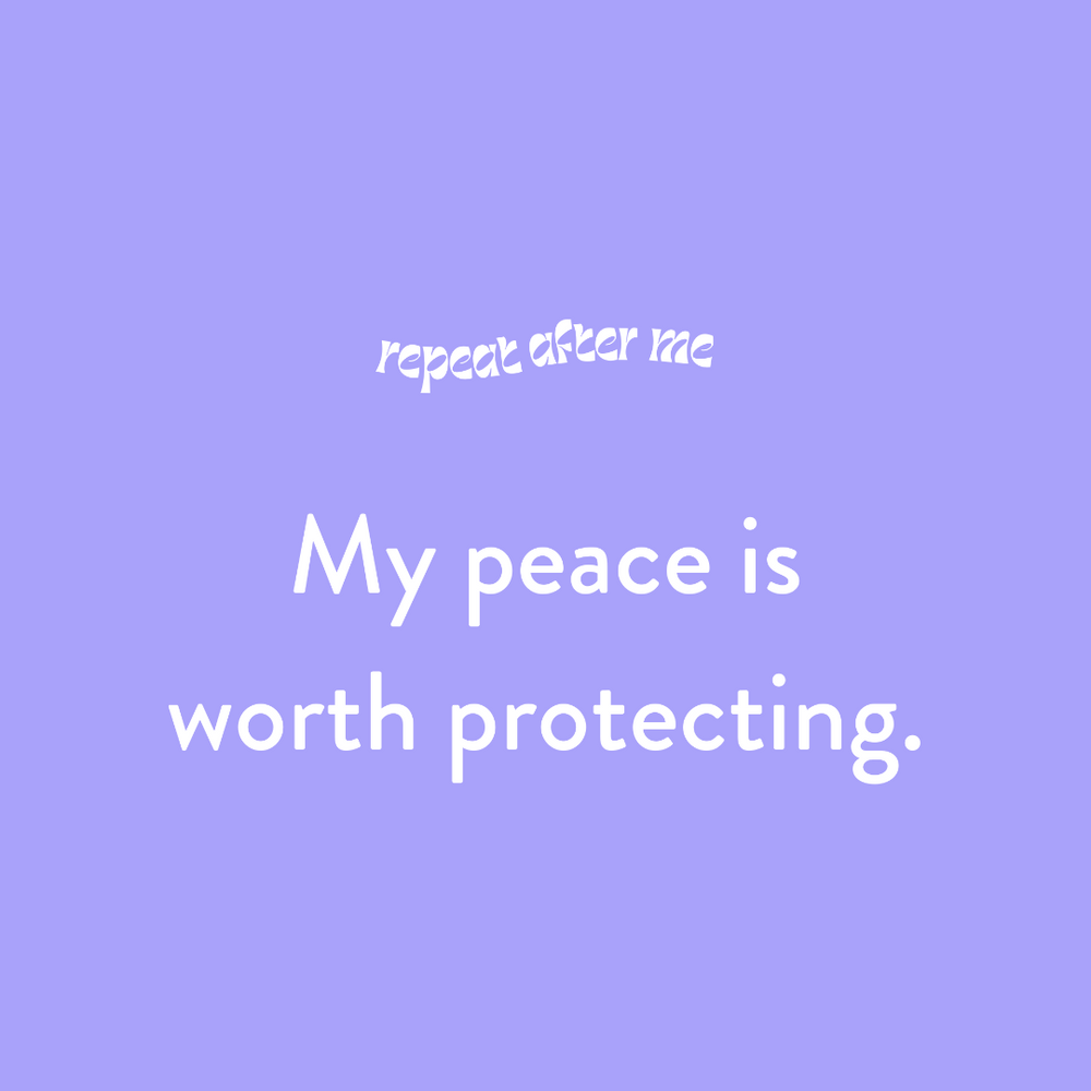 Purple background with white text 'My peace is worth protecting.'
