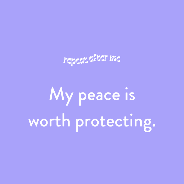 Purple background with white text &