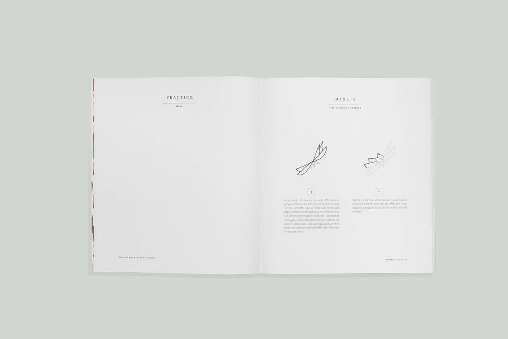 Open book with text and minimal design on a light gray background