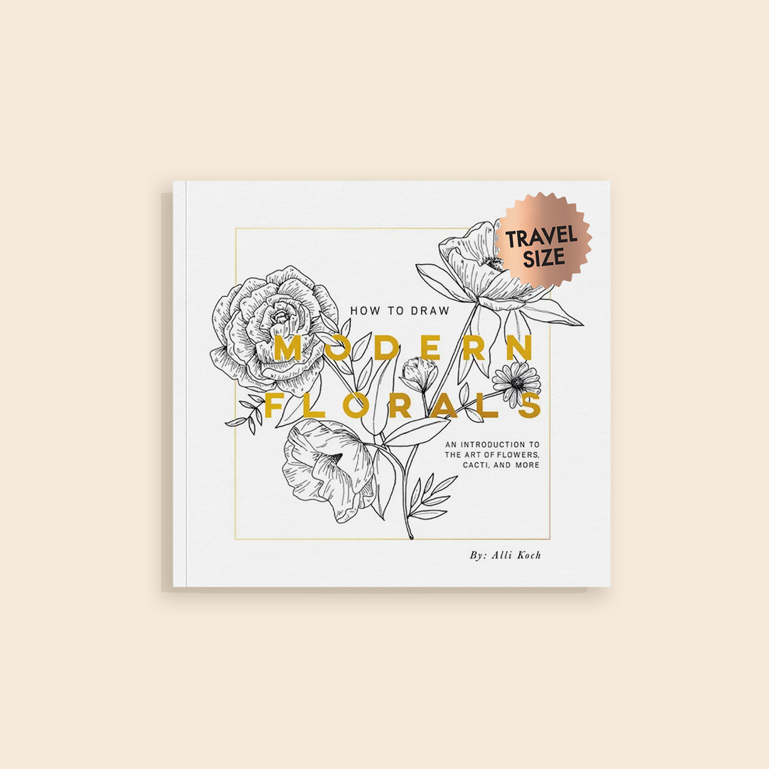 Book cover of 'How to Draw Modern Florals' with floral illustrations on a beige background