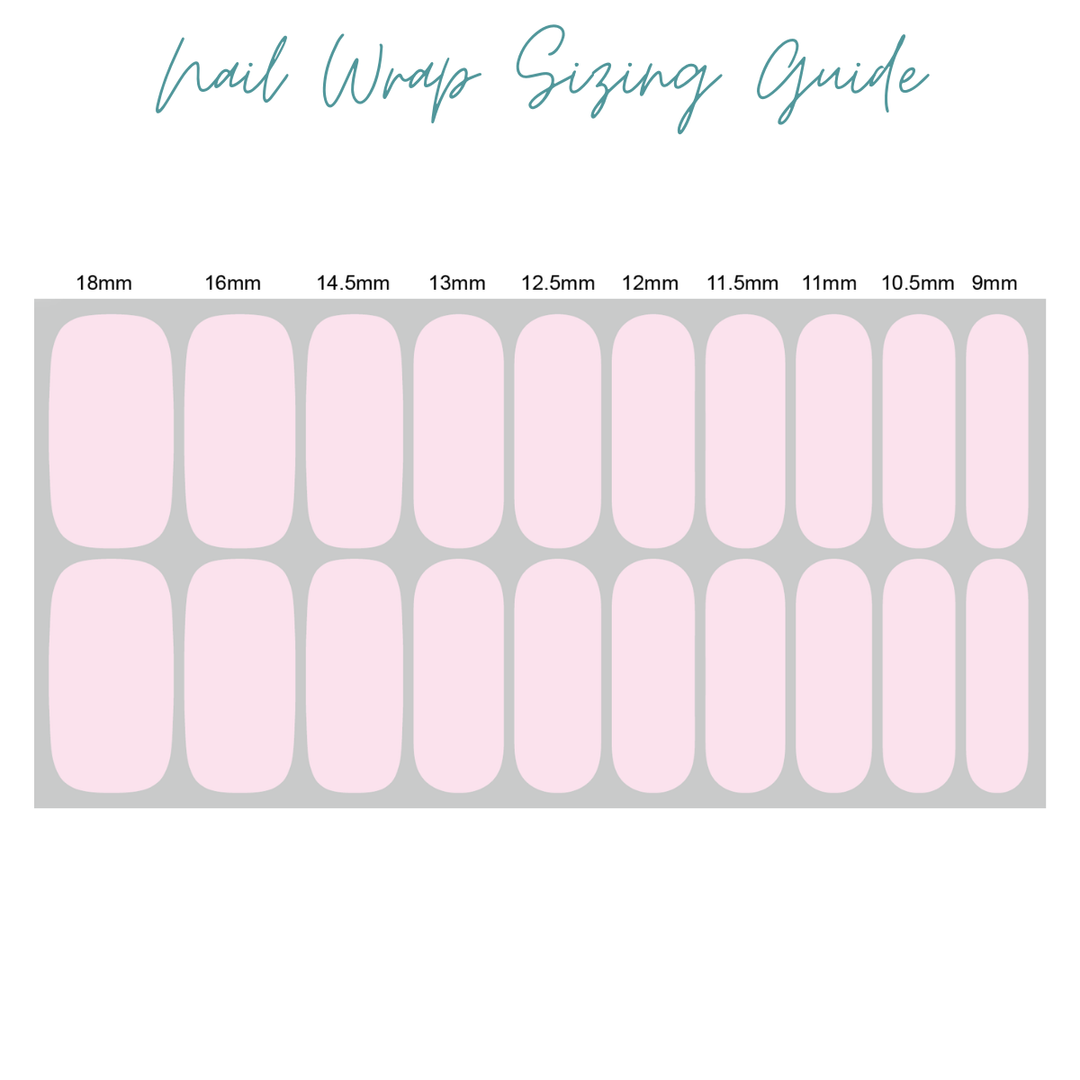 Ivy & Ash | Beach Day | White & Colorful Striped Summer Nail Wrap Set | Sizing template.