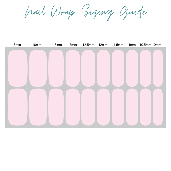 Ivy & Ash | Beach Day | White & Colorful Striped Summer Nail Wrap Set | Sizing template.