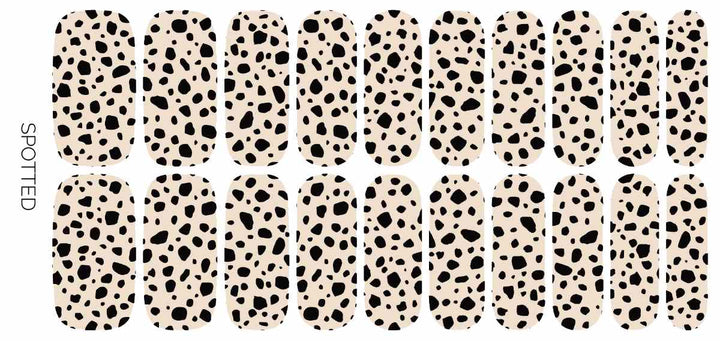 Ivy & Ash | Spotted | Classic Black & Ivory Dalmatian Print Nail Wrap | Sample nail wraps.