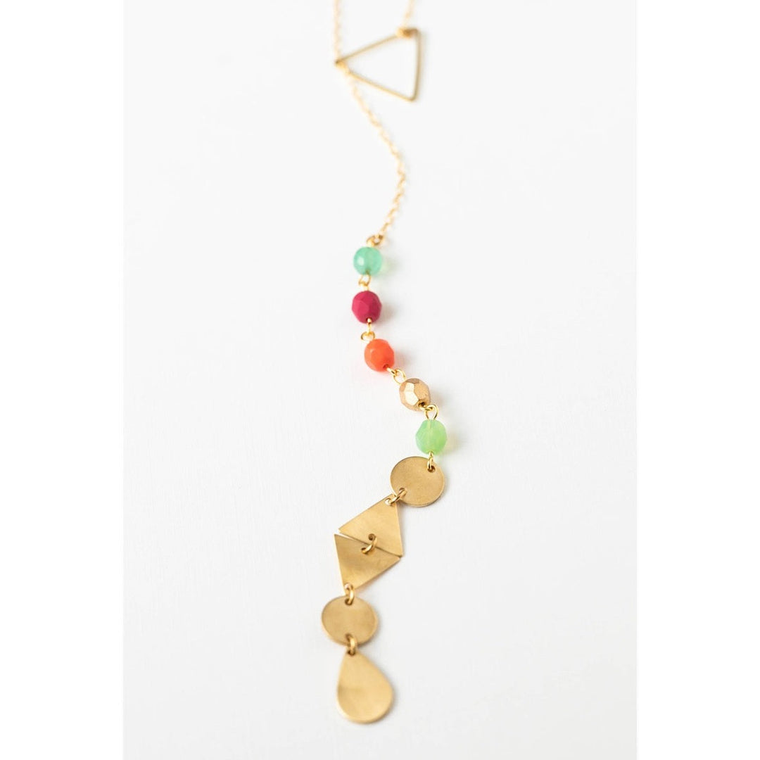 Nest Pretty Things | Lariat Waterfall Necklace | Brass and beaded necklace.