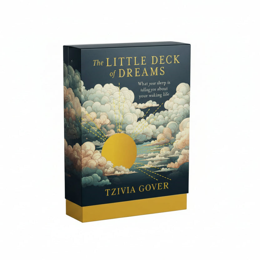 Book cover of 'The Little Deck of Dreams' by Tzivia Gover with a sunset and cloud design.