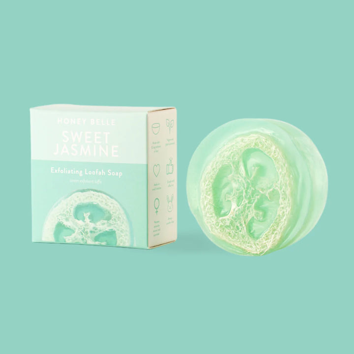 Honey Belle, Sweet Jasmine, Exfoliating Loofah Soap.