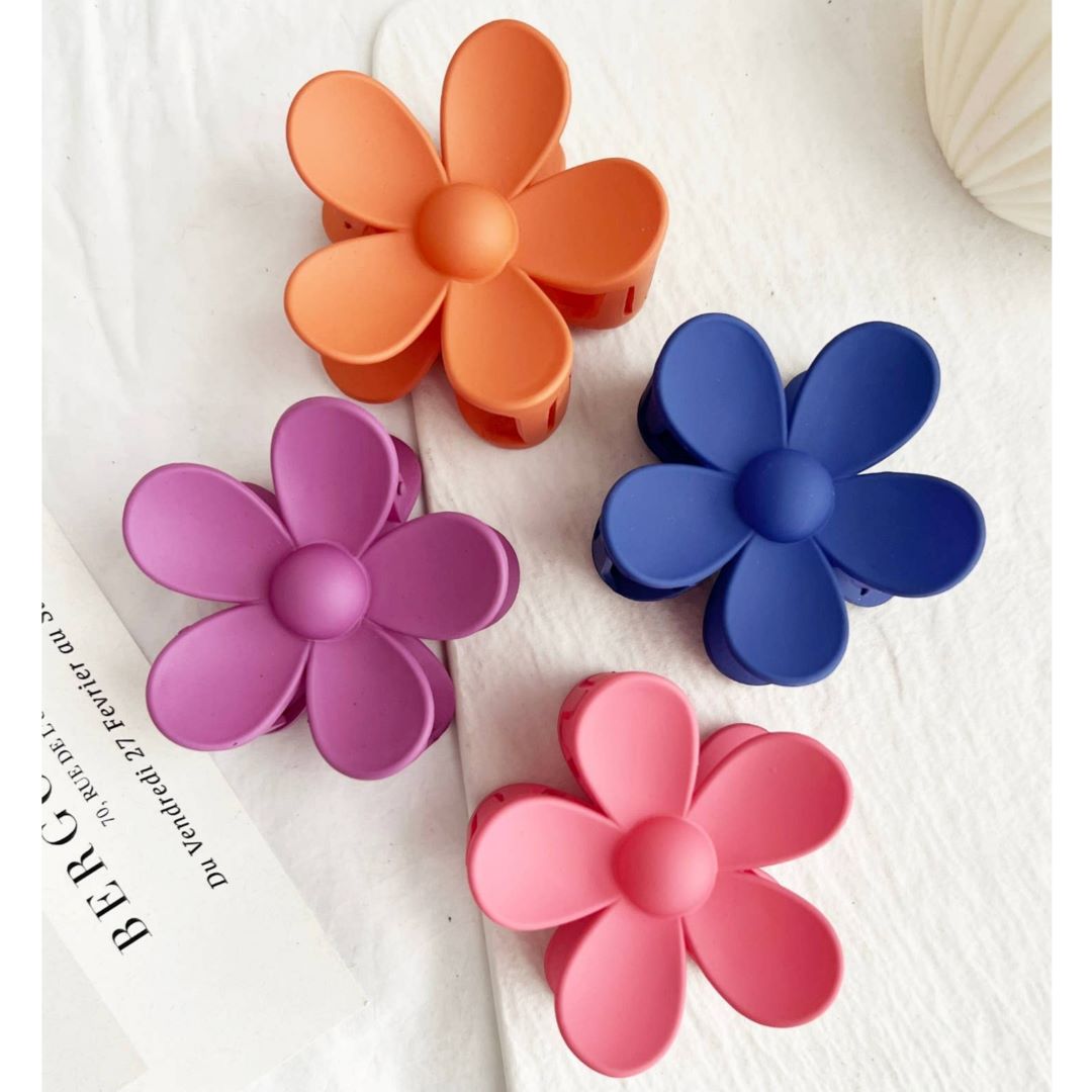 Lovelina | Flower Hair Clips | orange, purple, pink, blue.