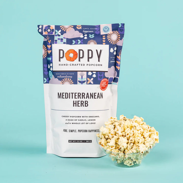 Poppy handcrafted popcorn, mediterranean herb