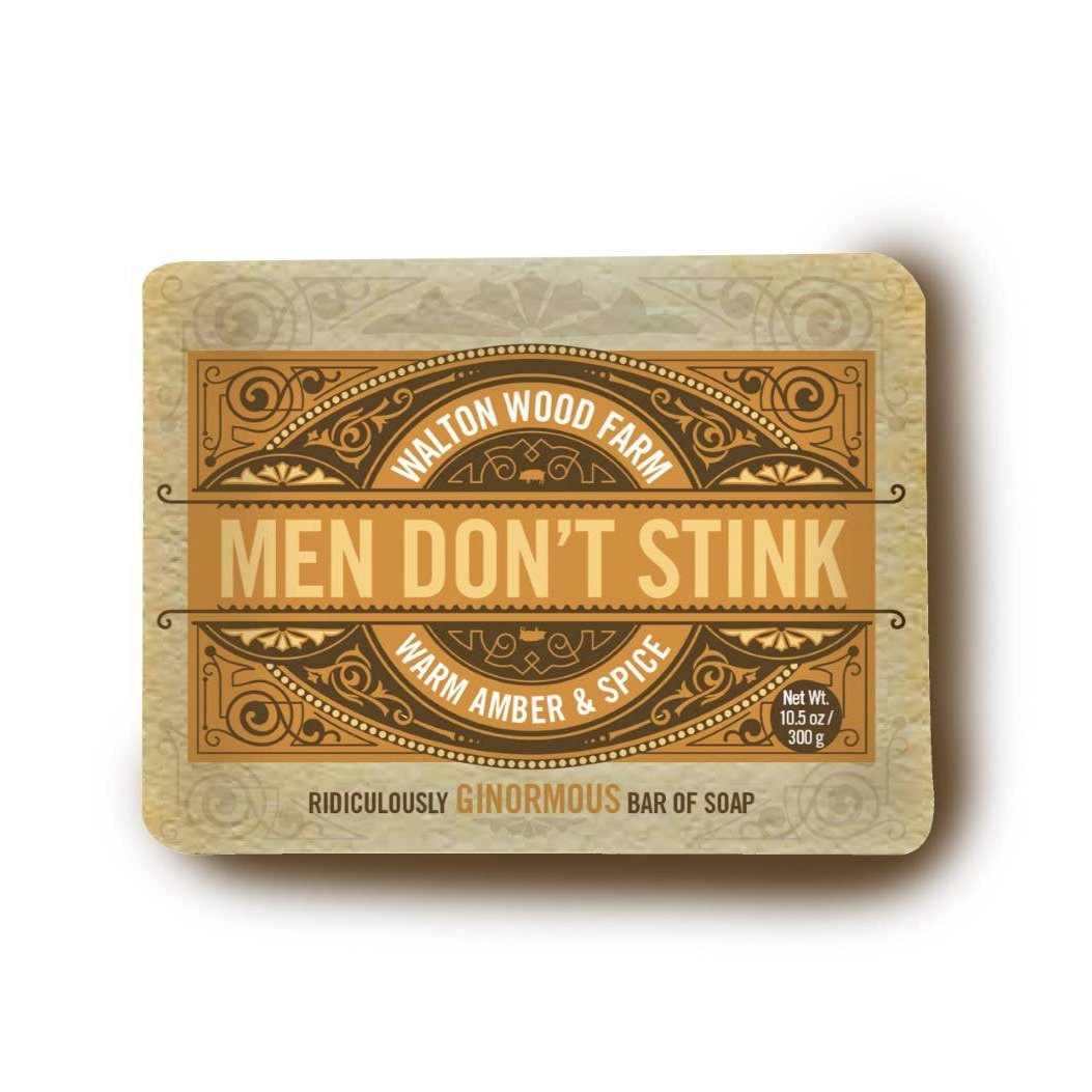 Walton Wood Farm | Men Don't Stink | Warm Amber and Spice | 10.5oz, ridiculously ginormous bar of soap.