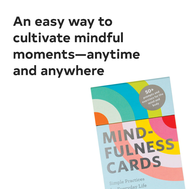 Mindfulness cards with colorful design and text on a white background
