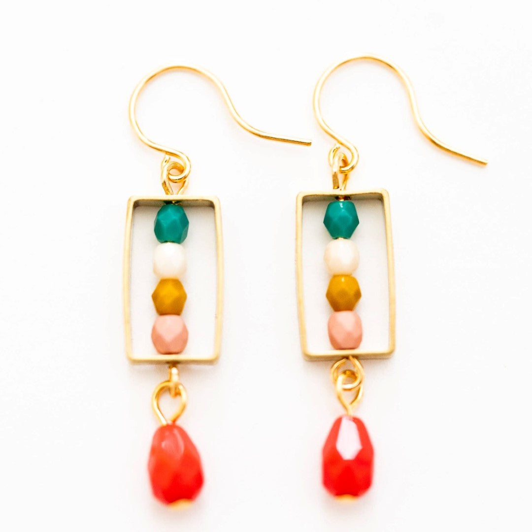 Little Colorful Box Earrings: No.2 | Nest Pretty Things | Gold earrings with colorful beads.