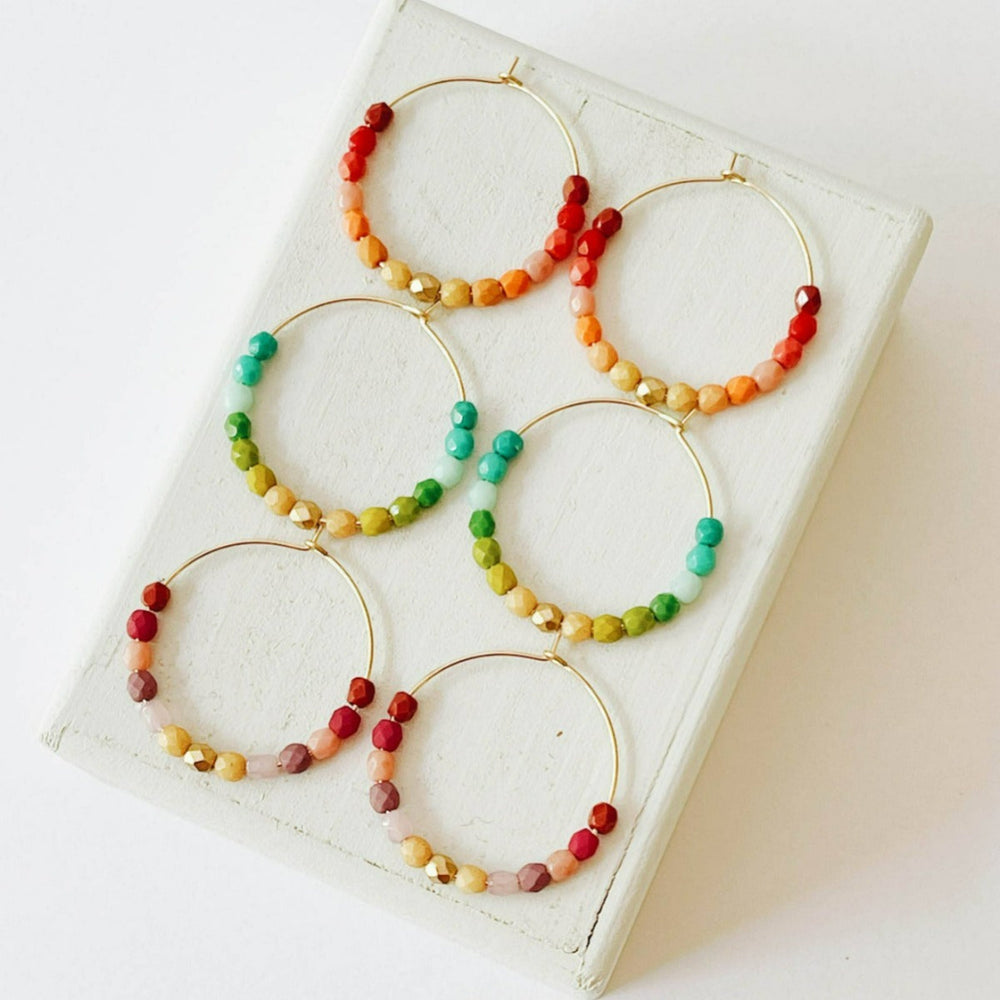 Colorful Gold Filled Ombre Hoop Earrings in Green | Nest Pretty Things