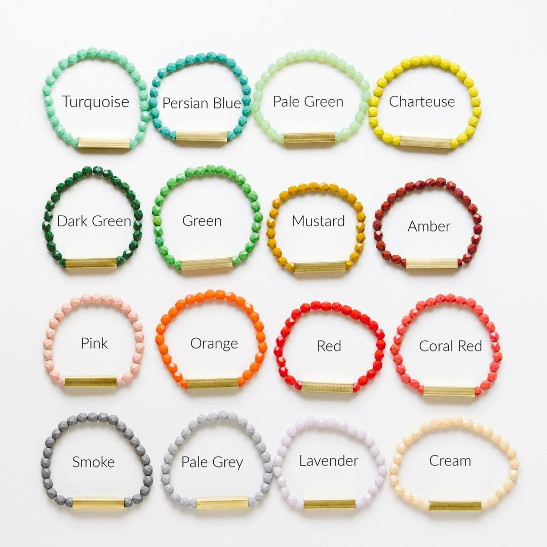 Colorful Stretchy Bead Bracelets with Brass Tubes Assorted Colors | Nest Pretty Things