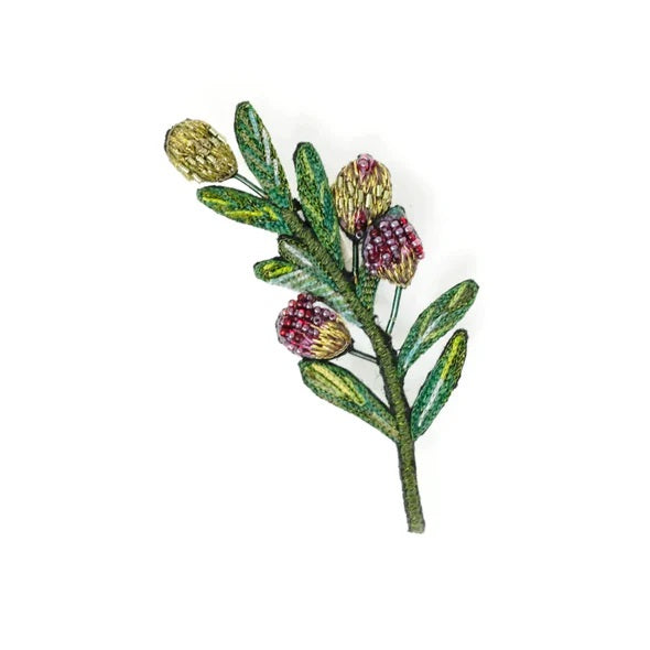 Trovelore | Olive Branch Brooch | Green branch with purple and green olives.