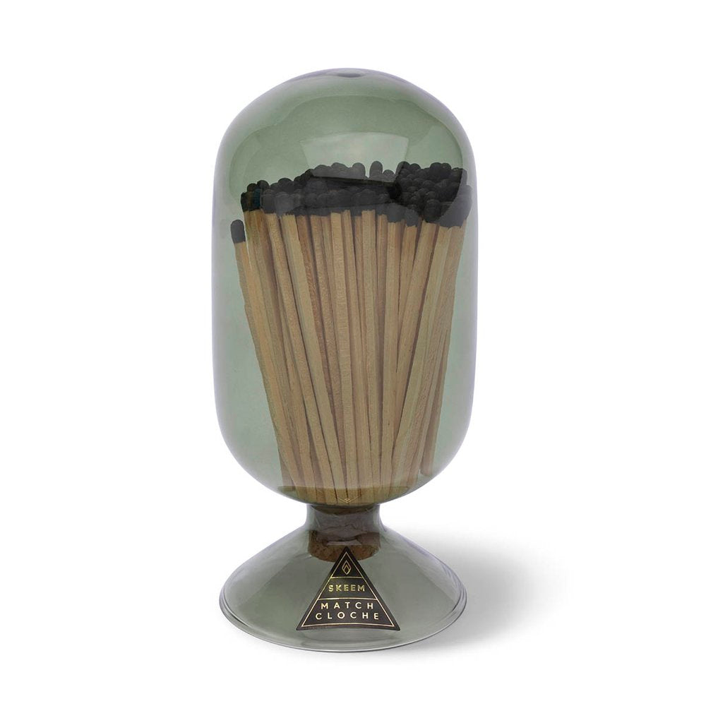 A small olive match cloche, glass. By Skeem