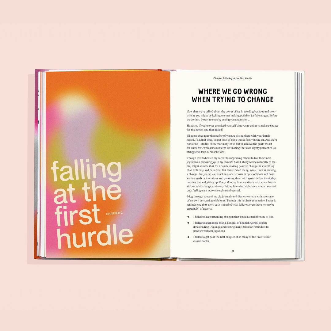 Paige Tate & Co. | Choose Joy | Book interior, falling at the first hurdle, where we go wrong when trying to change.