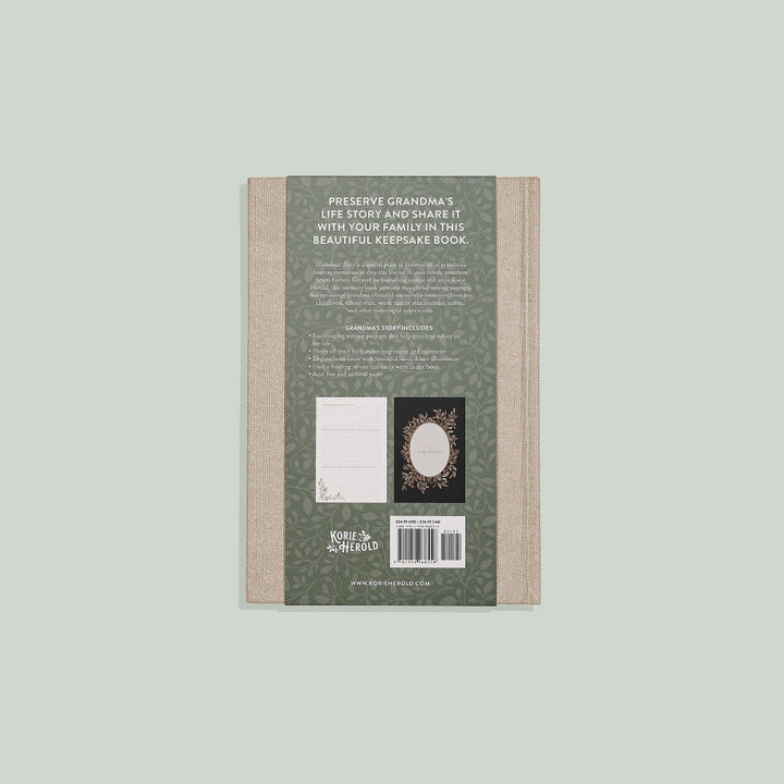Back cover of a book with text and design elements on a light gray background