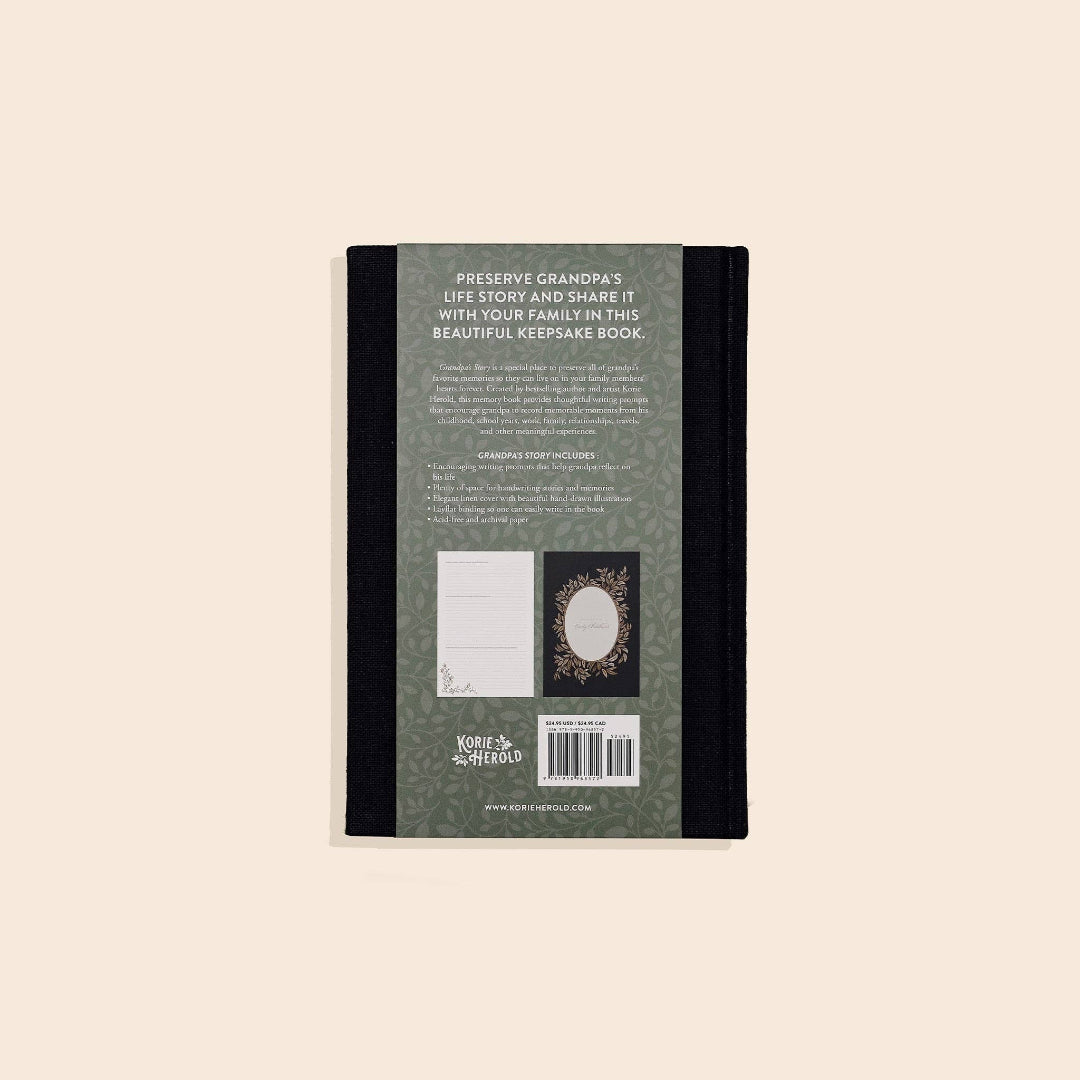 Back cover of a book with text and design elements on a beige background
