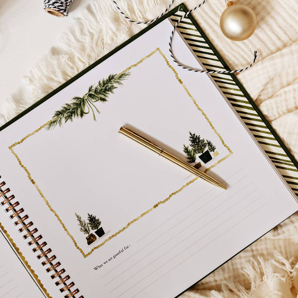 Notebook with decorative elements on a textured surface