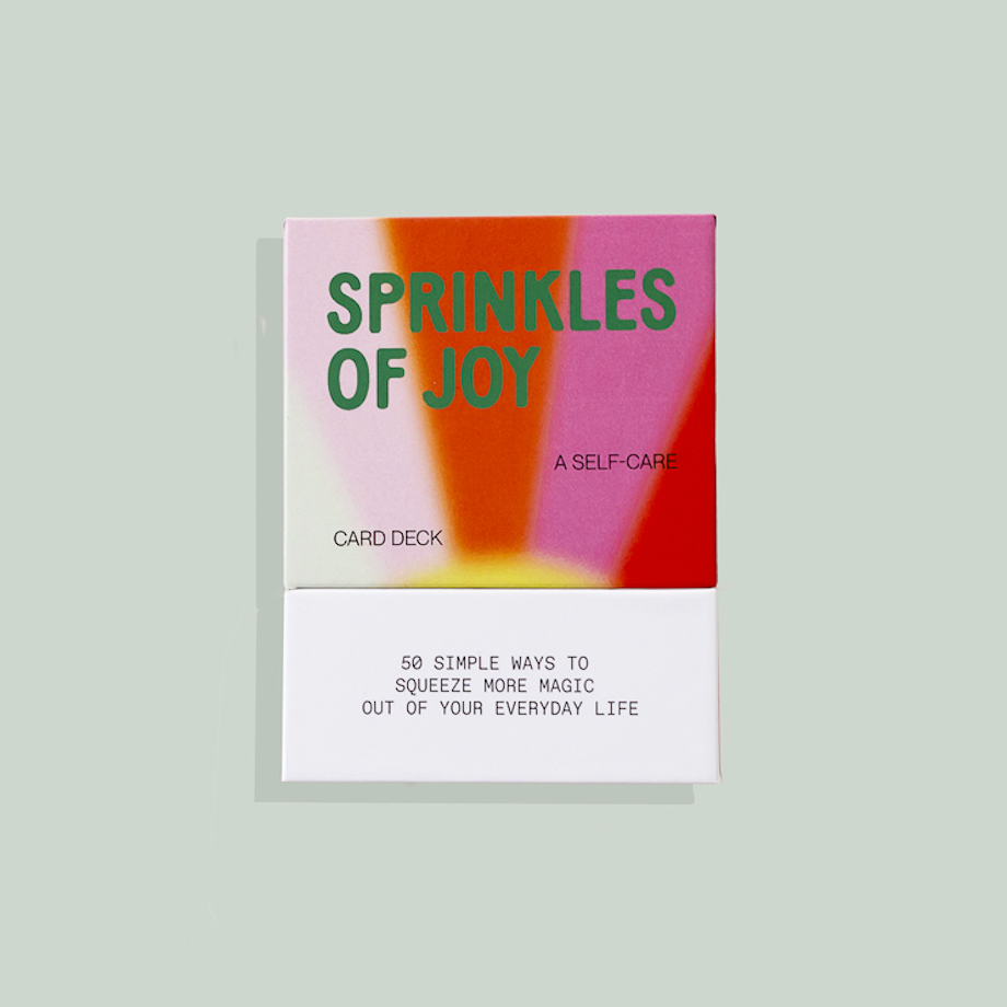 Card deck titled 'Sprinkles of Joy' on a light gray background